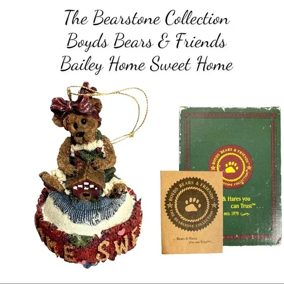 Boyds Bears Bearstone Resin Ornament - Bailey Home Sweet Home #25708. - Picture 1 of 15
